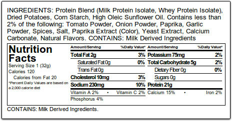 quest protein chips nutrition facts